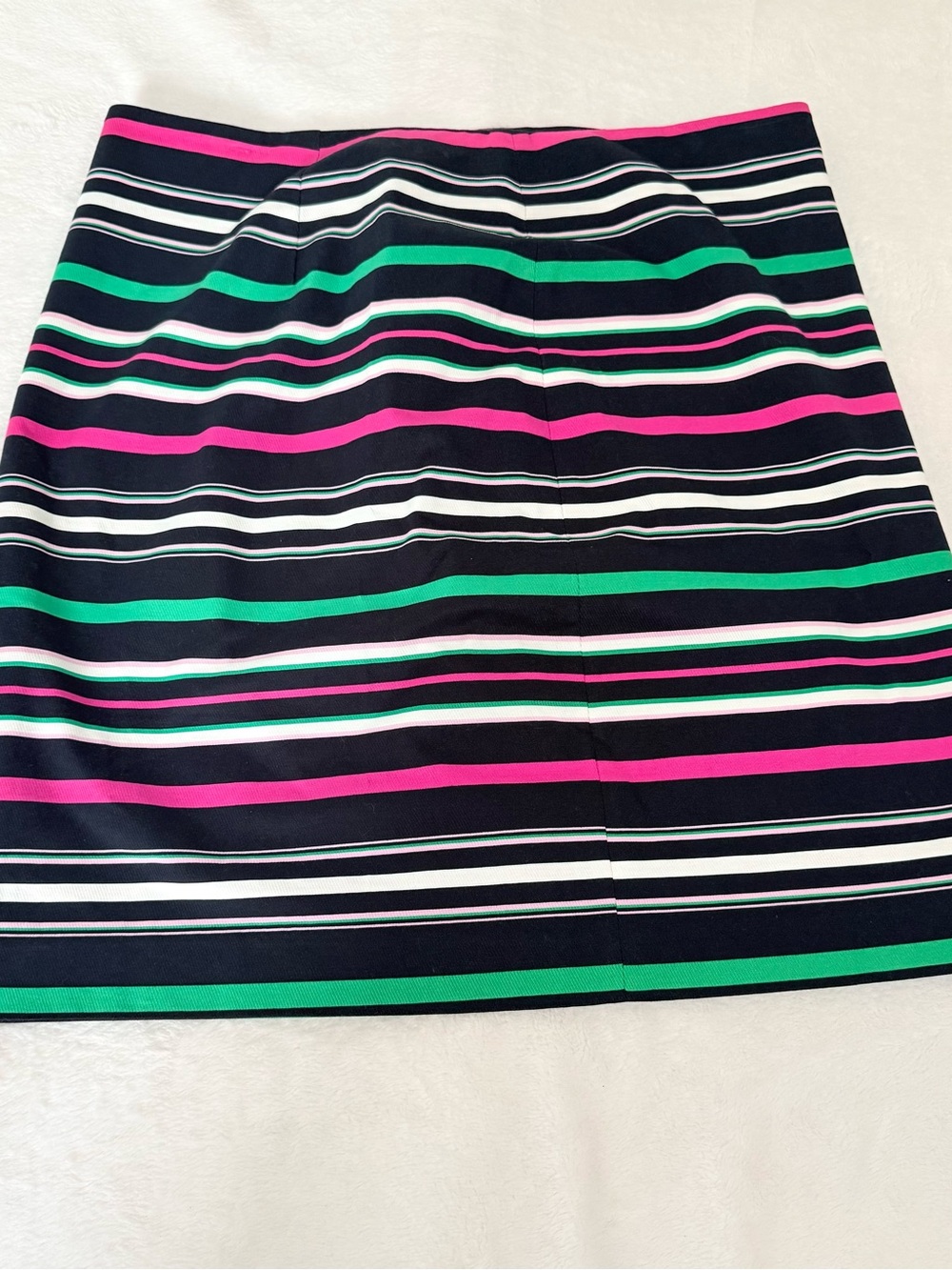 Talbots Petites Skirt Womens 16P Navy Pink Green Striped Pencil Cotton Stretch